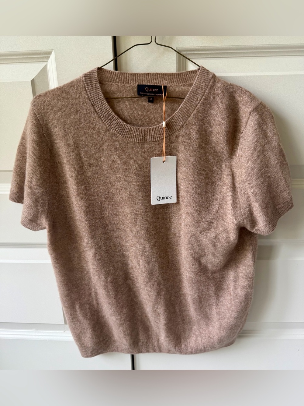 Quince Short Sleeve Crewneck Sweater in Taupe